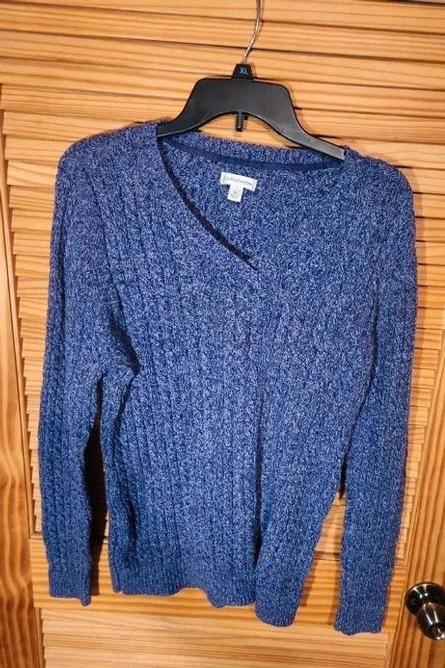 Sweat shirt Cozy Classic! Croft & Barrow Soft Purple Marl Cable Knit V-Neck Pull